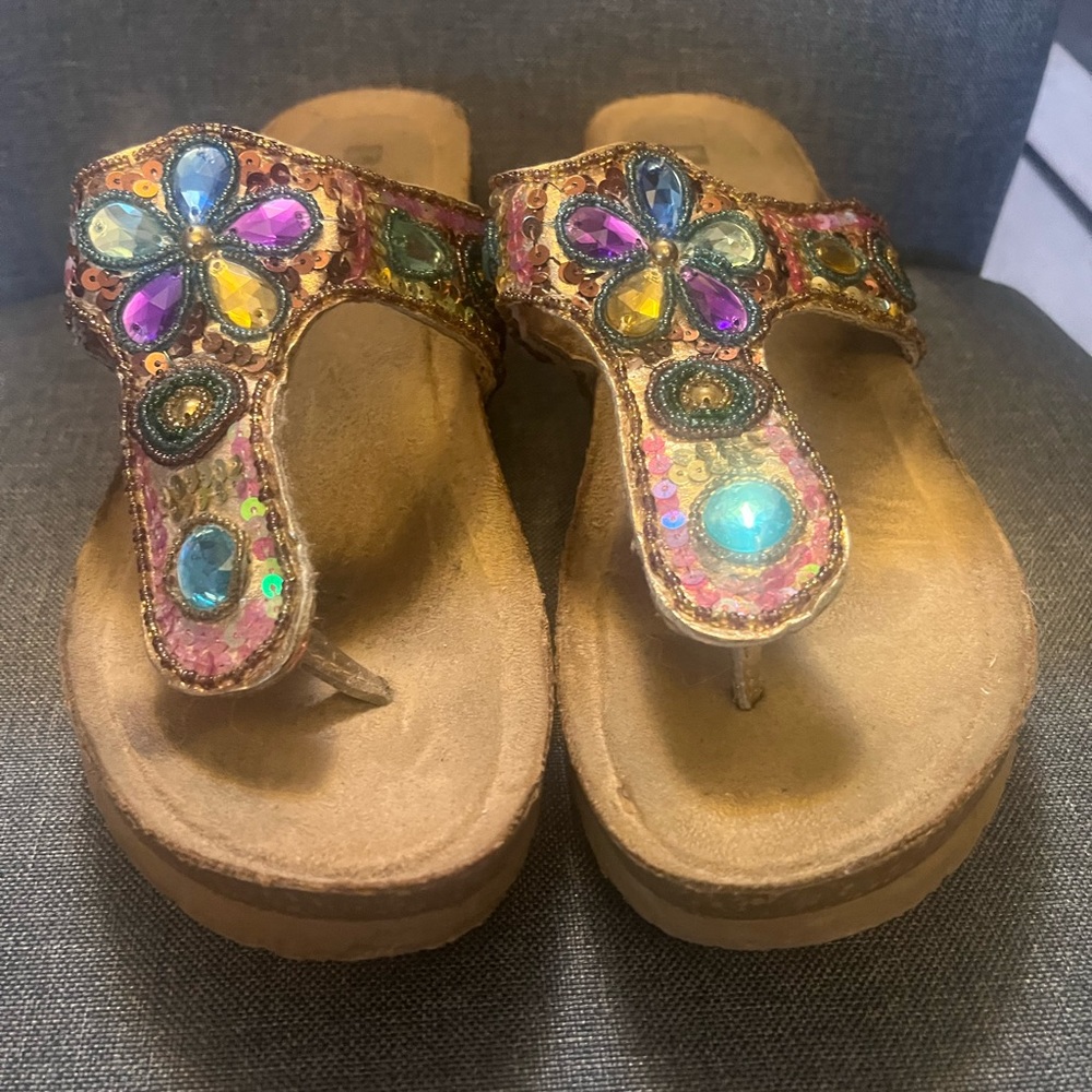 Sequin White Mountain Wedge Sandles